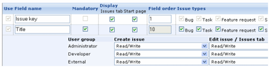 Issue fields
