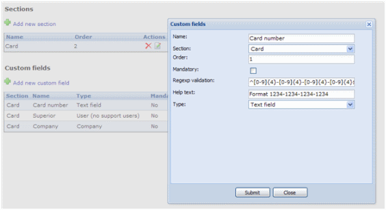 User custom fields