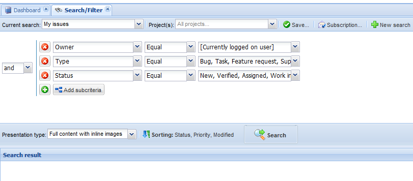Search page